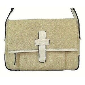 Stone Mountain Shoulder Bag Cream Canvas Leather Trim Purse Handbag NWOT